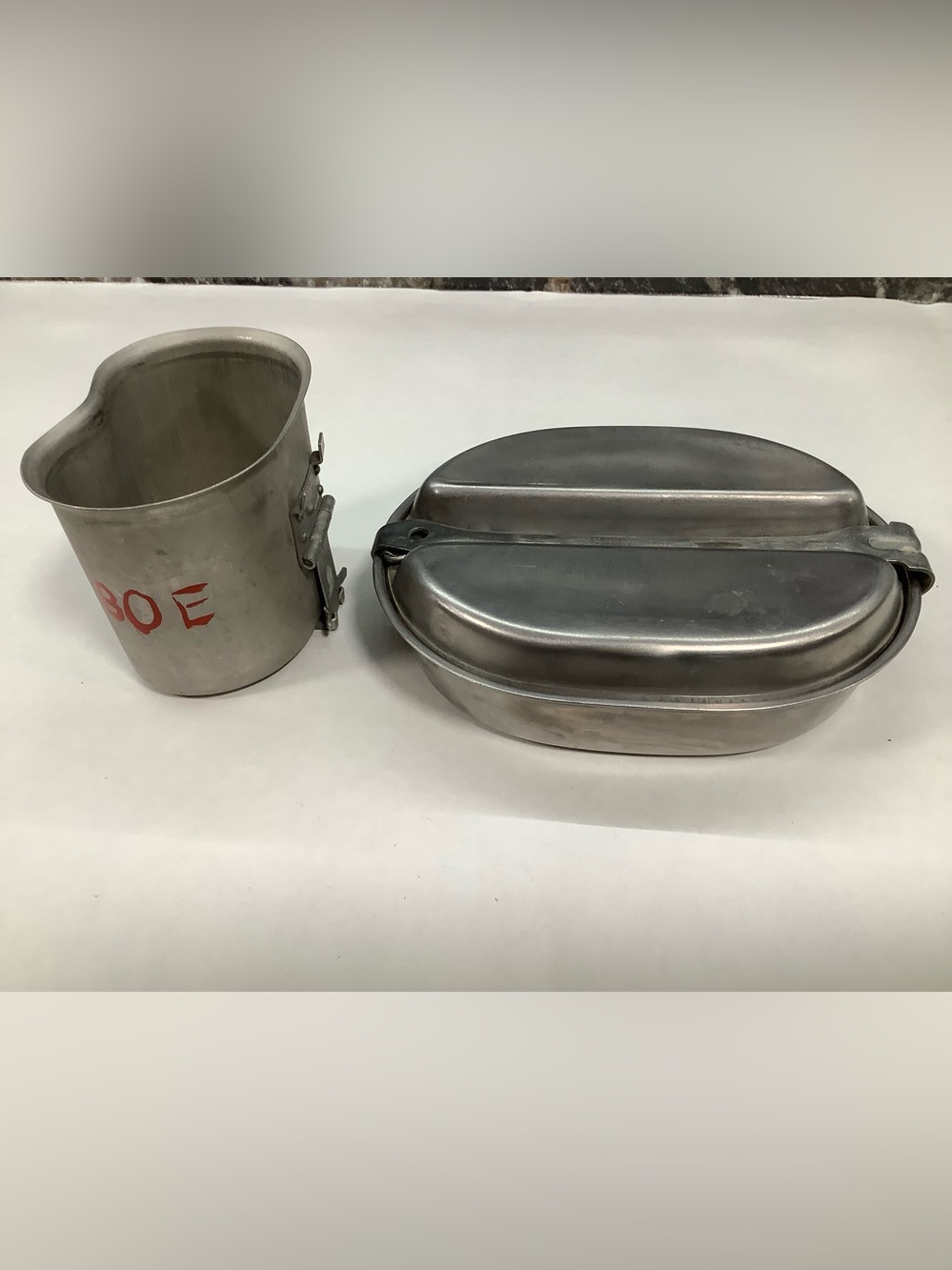 Aluminum Military-Style Mess Kit and Folding Cup - Silver